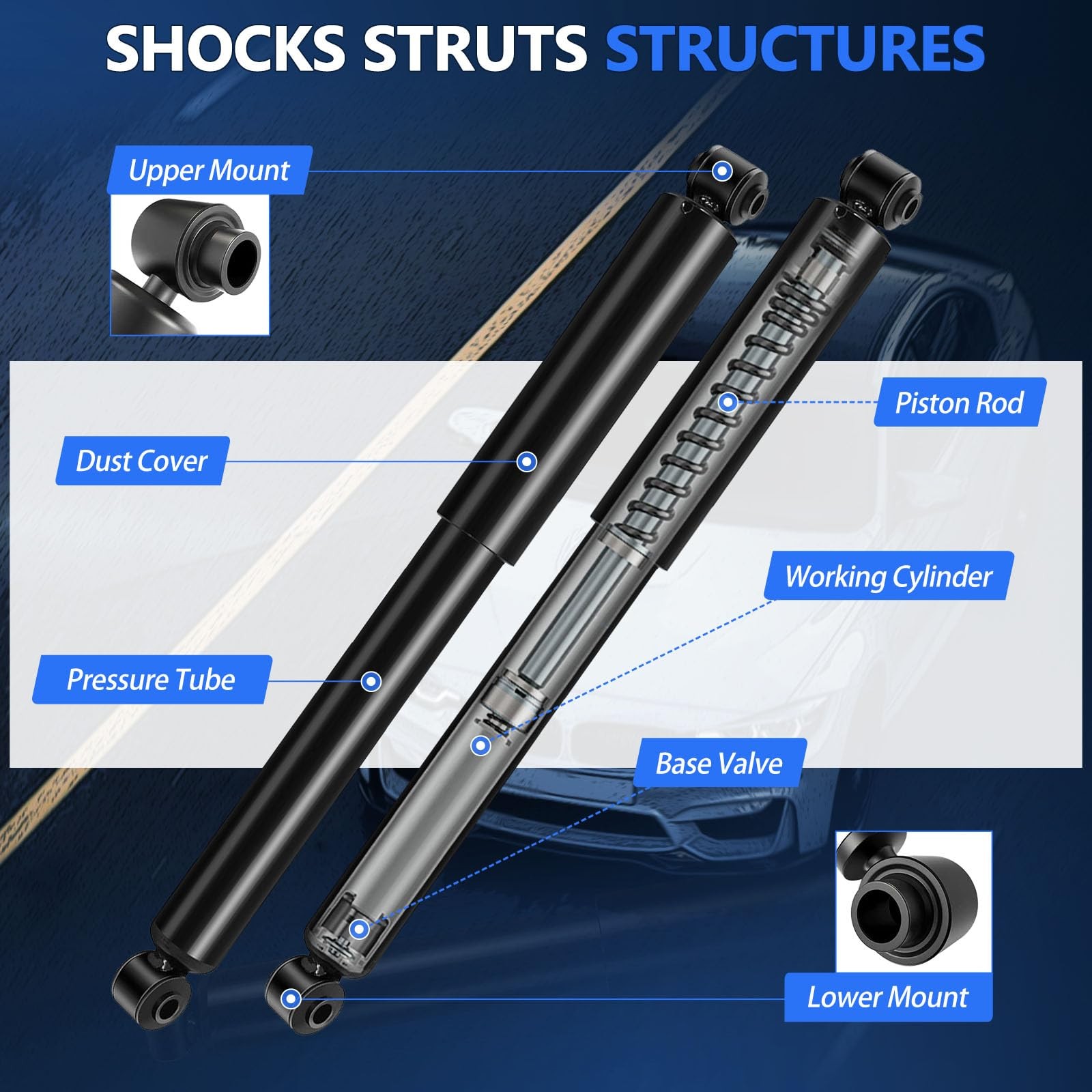 Front Rear Shocks Struts for Toyota Pickup 1984-1995 RWD 2.4L 3.0L w/o 1 Ton