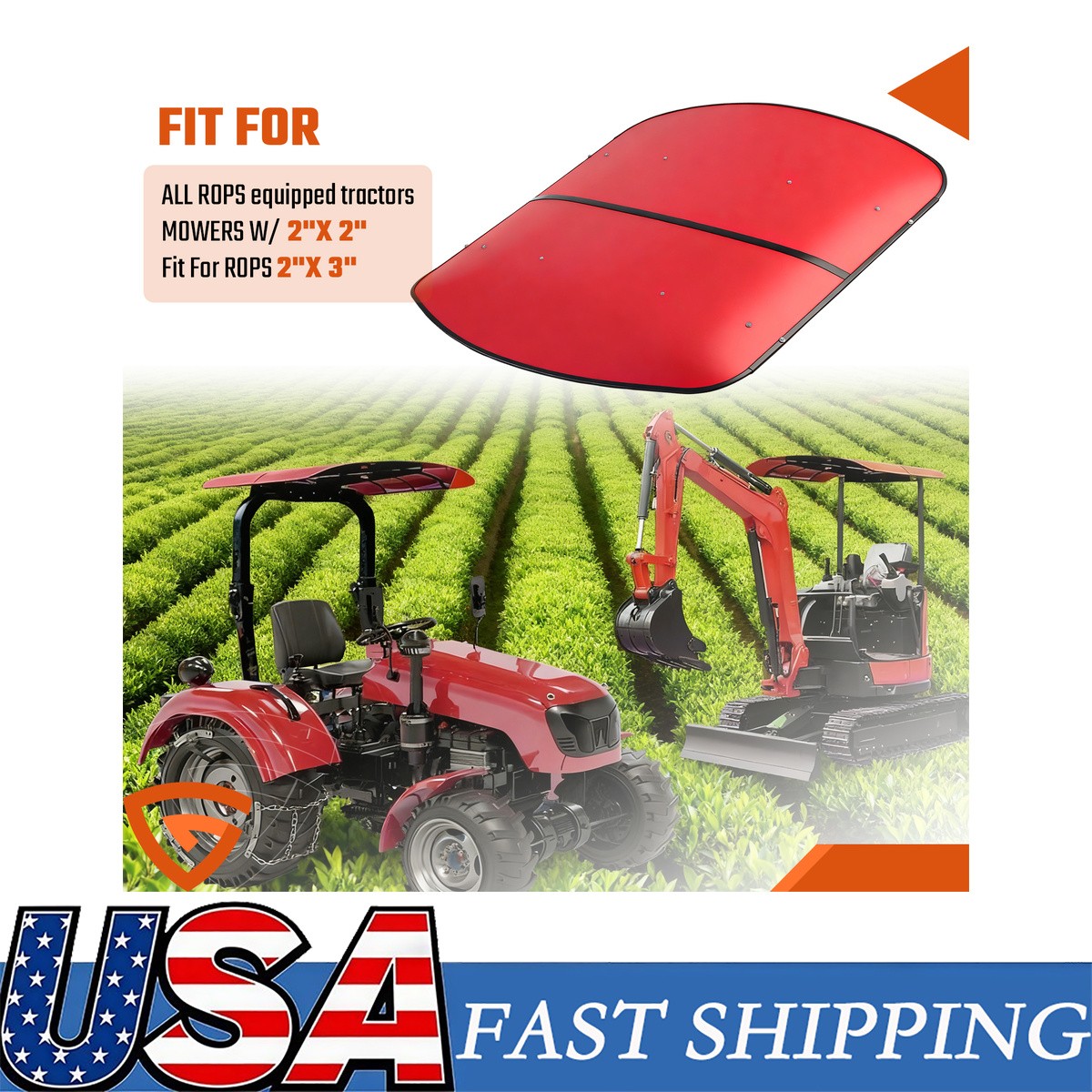 Sun Shield Tuff Top Tractor Canopy For 2″ x 2″ or 2″ x3″ NEW US Sun 1pcs Red NEW