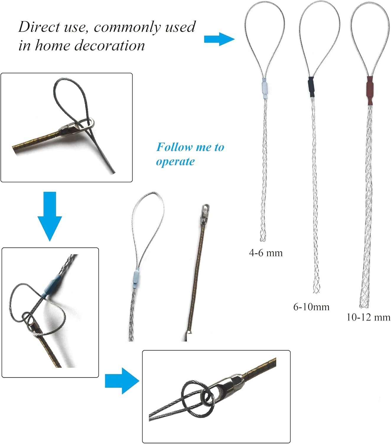 Cable Pulling Grip Lassos for 25-31mm（0.98″-1.22″）electrical wire, single hea…