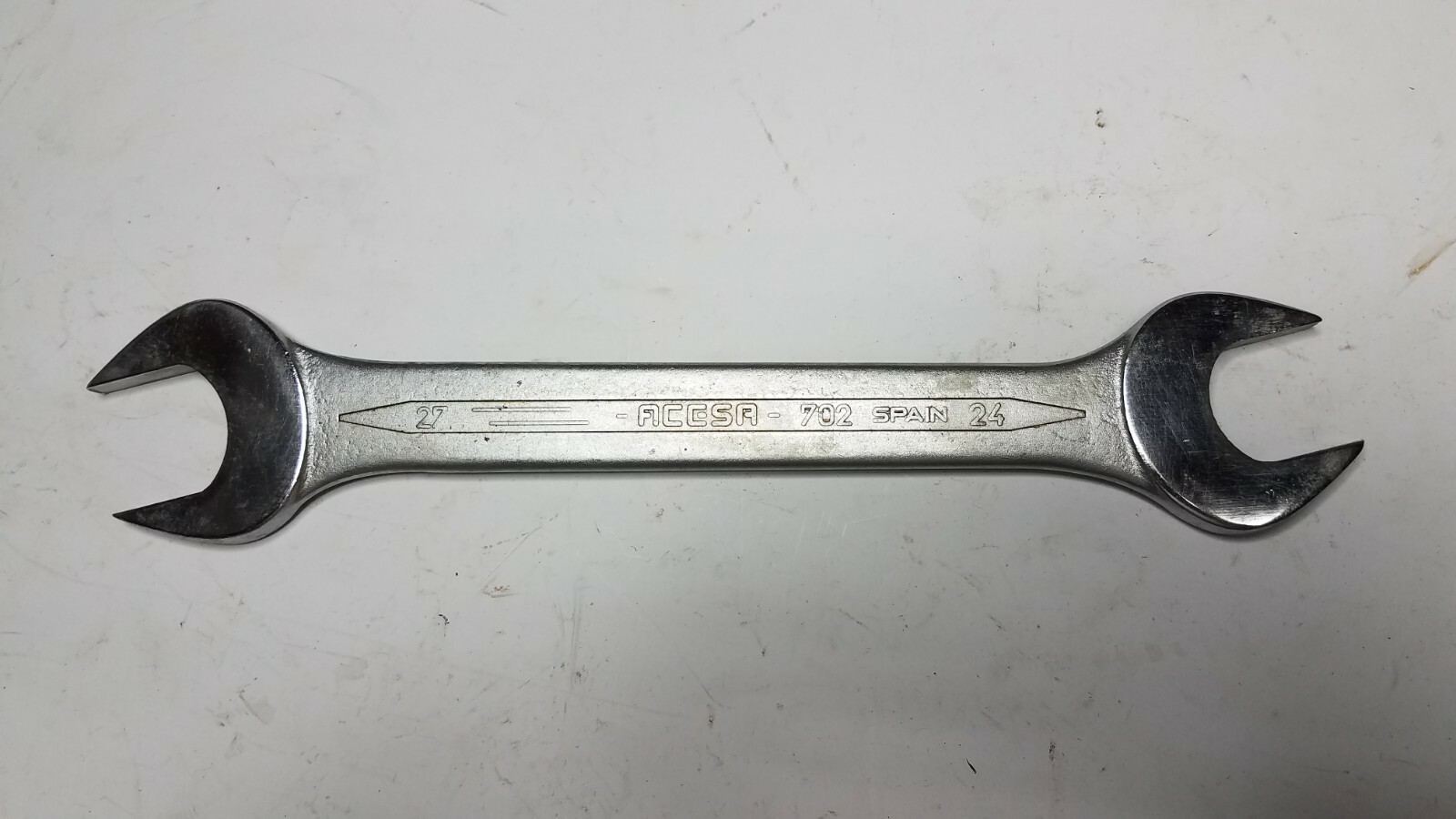 ACESA 702 DOUBLE OPEN ENDED SPANNER, CHROME VANADIUM 27mm X 24mm SPAIN