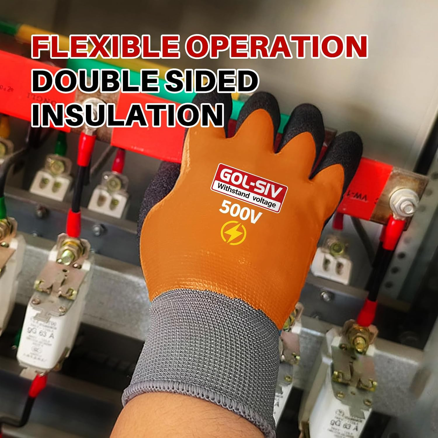 Electrical Insulated Gloves, 500V High Voltage Resistance Electrician Safety