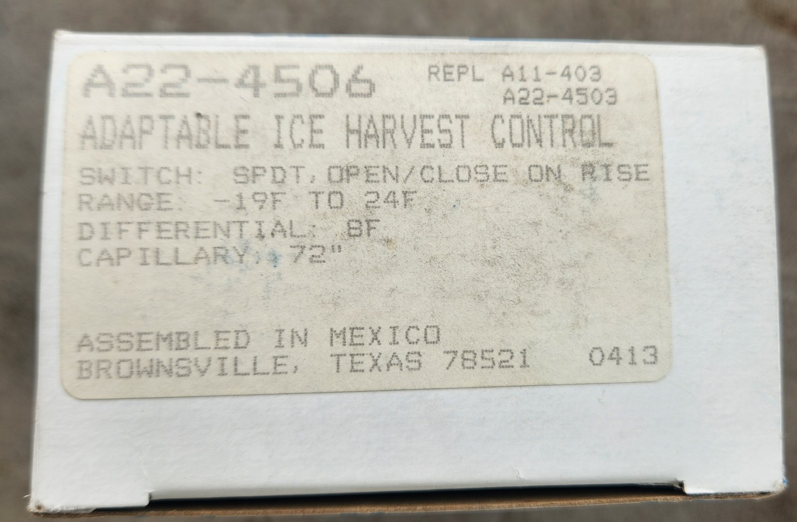 Ranco A22-4506 Adaptable Ice Harvest Control