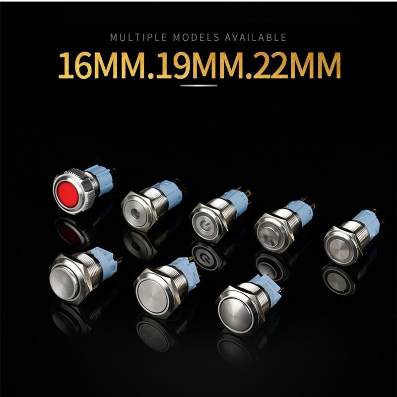 19mm Tri-color High Head+Ring LED 2NO2NC Stainless steel Anti-vandal Push button