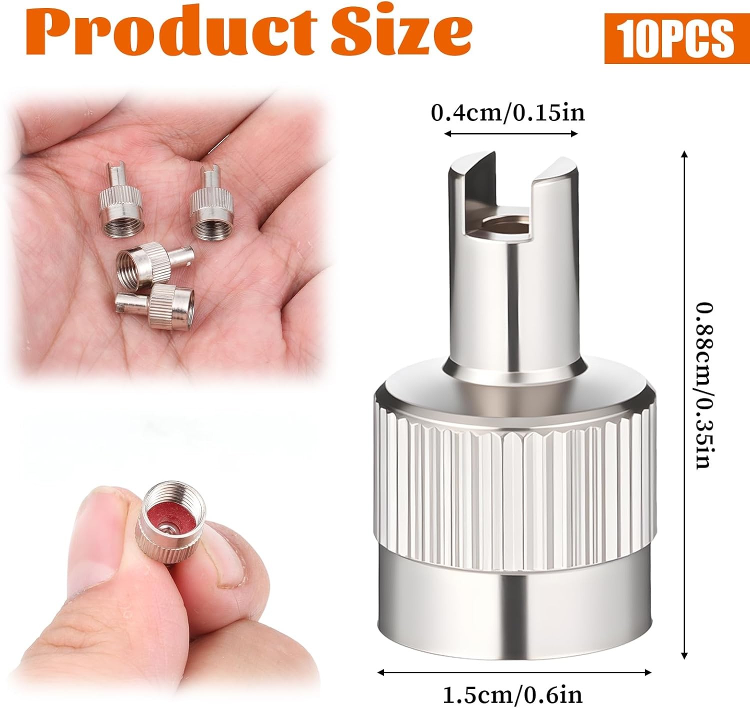 10pcs Metal Tire Valve Stem Caps Slotted Slot Valves Caps with Valve Core Remove