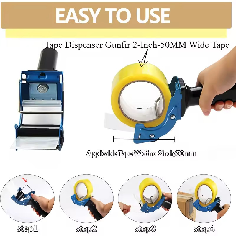 Low Noise Tape Gun 2″ Tape 3″ Core, Quiet Tool for Carton & Box Sealing