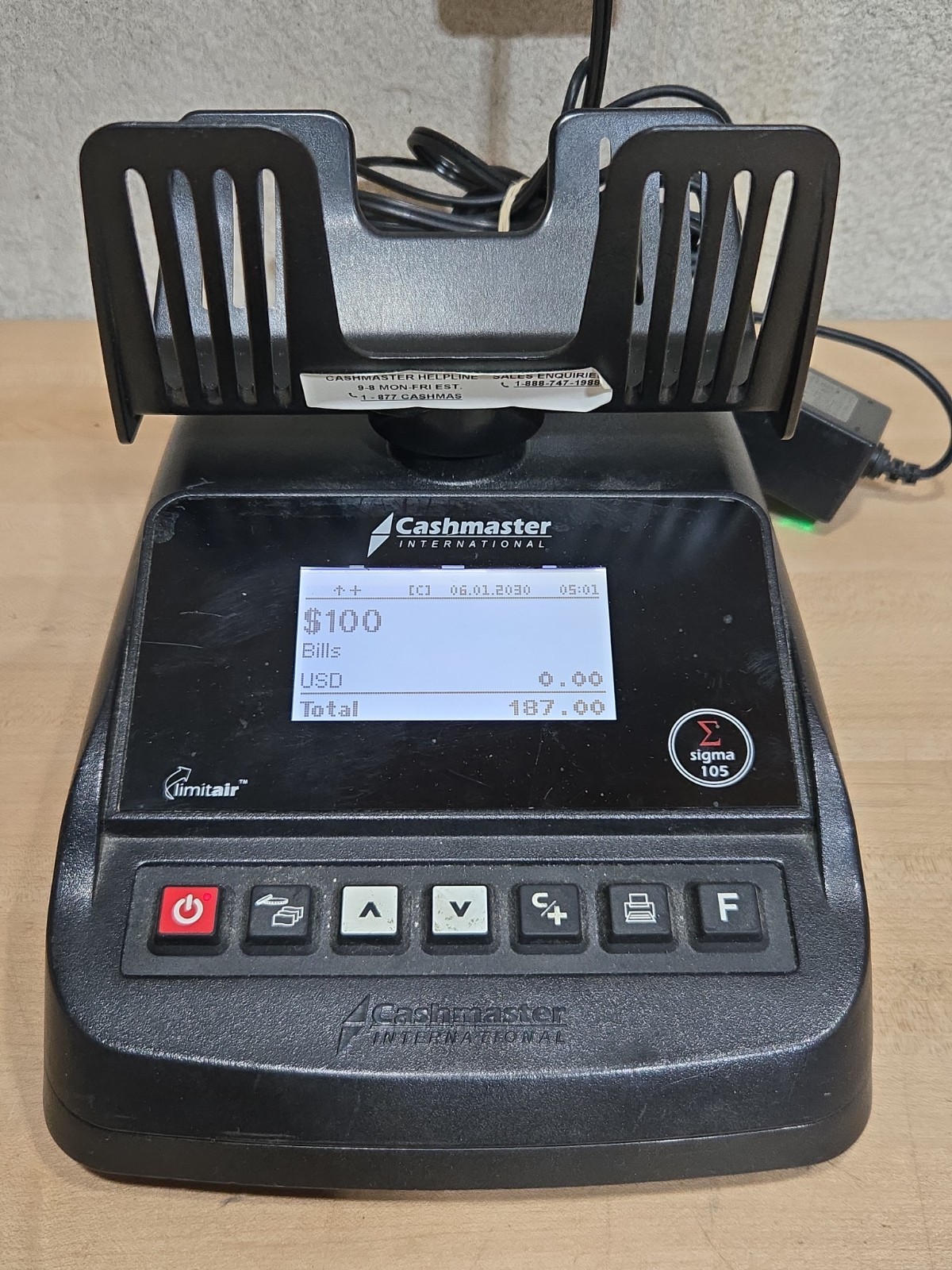 Cashmaster International Sigma 105 Cash Counter Scale Basket w/ Charger TESTED