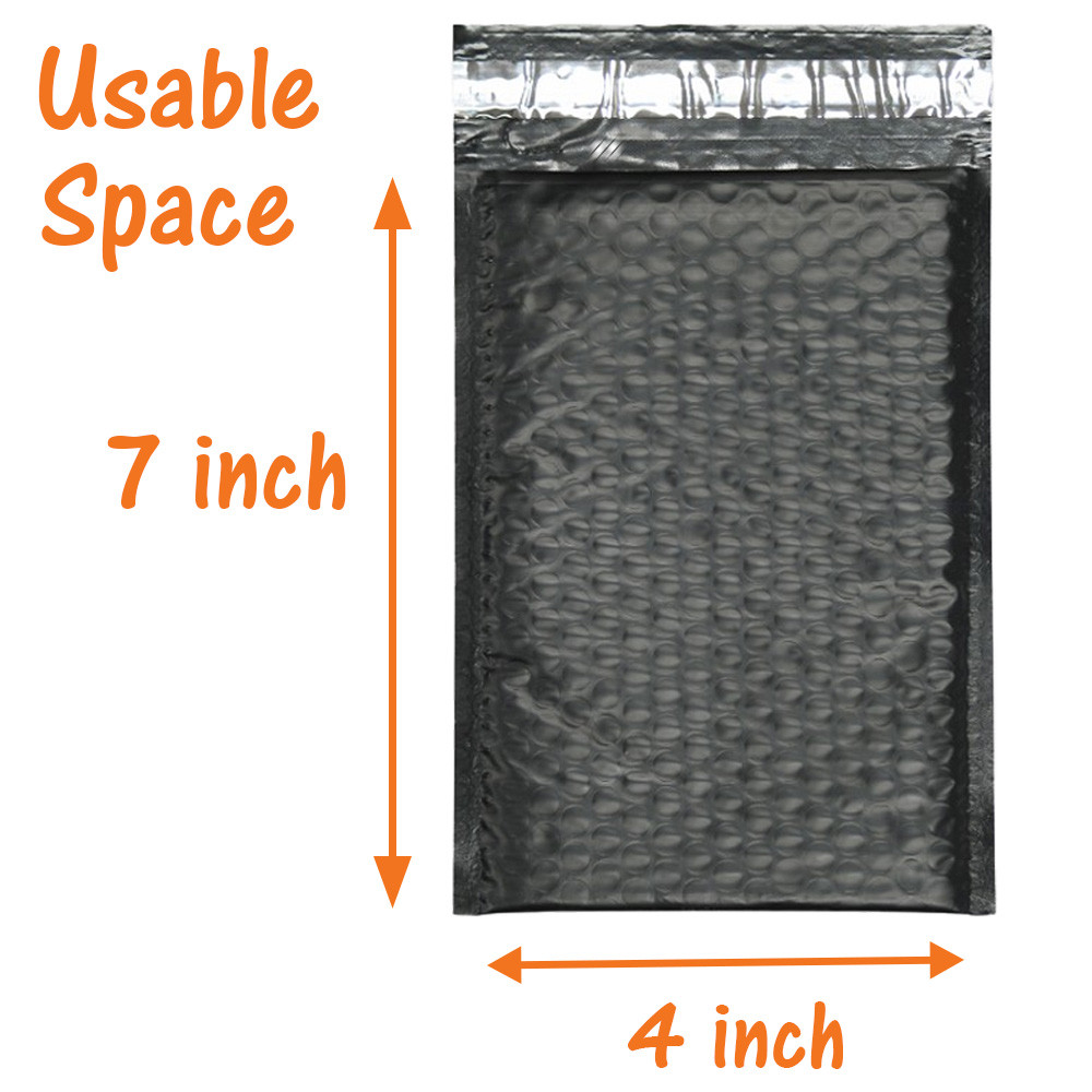 4×8 Orange and Black Poly Bubble Mailer, Padded Fall Halloween Shipping Envelope