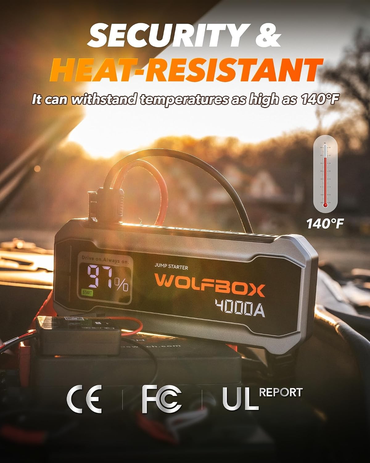 WOLFBOX 4000A Jump Starter,12V Car Battery Jumper Starter Portable with 65W Quic