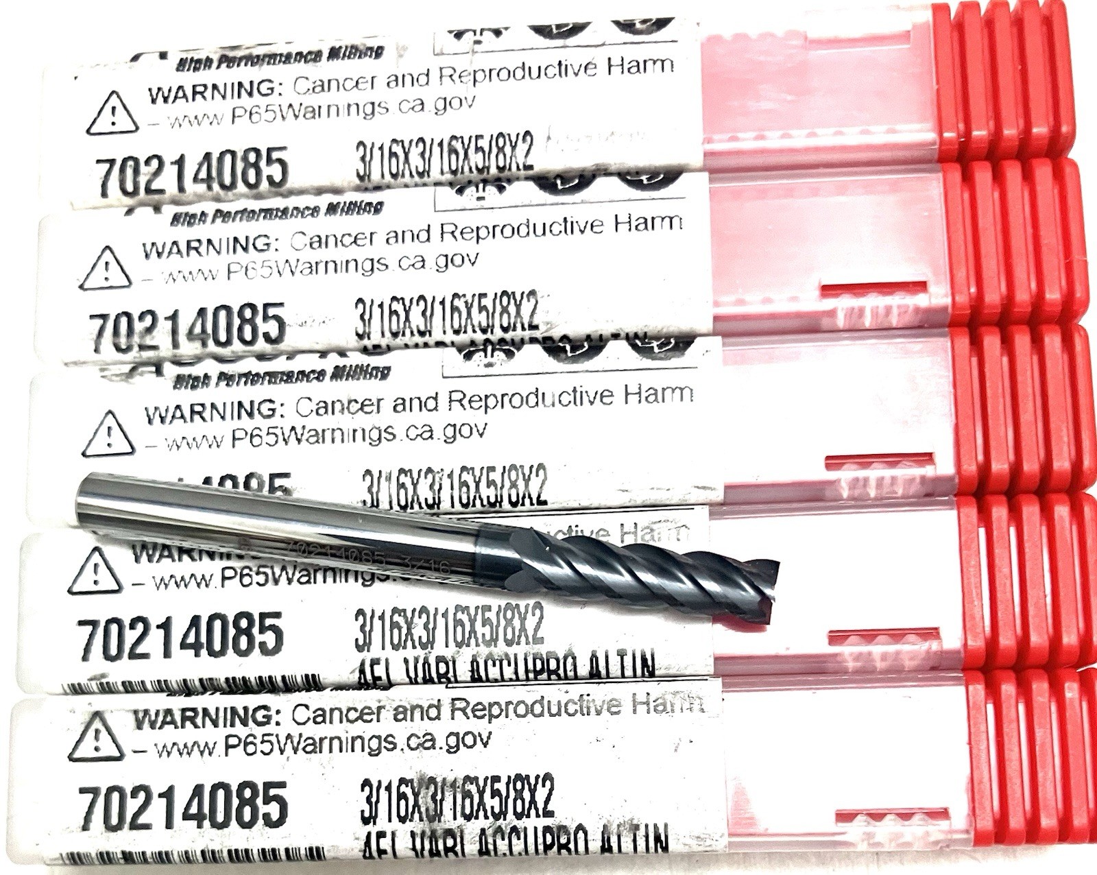5PC Accupro 70214085 3/16″ 4FL Square End Mill Solid Carbide AlTiN NEW