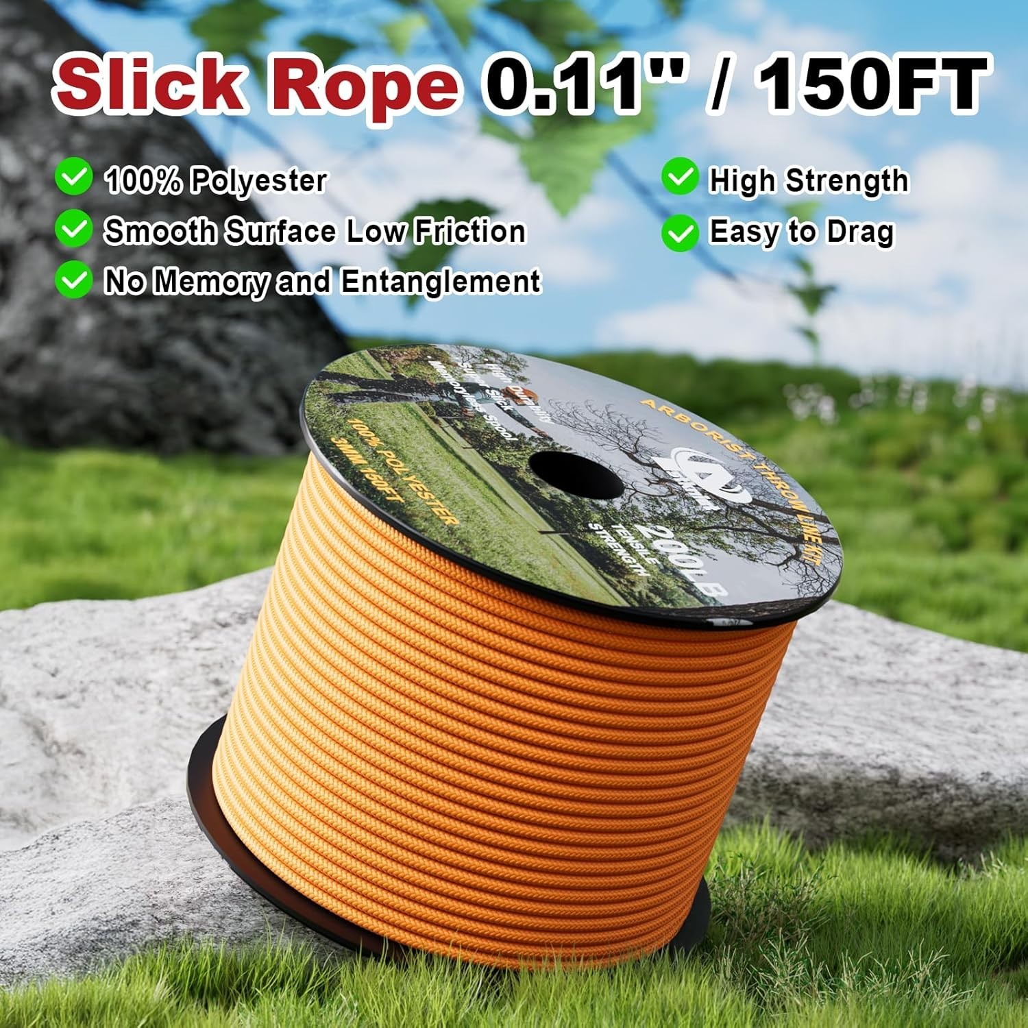 Arborist Throw Line Kit with Slick Rope & 12/14/16Oz Throw Weight & Reflective
