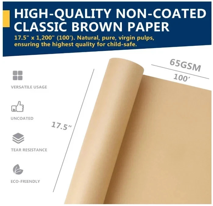 17.5″ x 1200” Brown Kraft Paper 50 lb Basis Thick Roll Packaging Shipping NEW