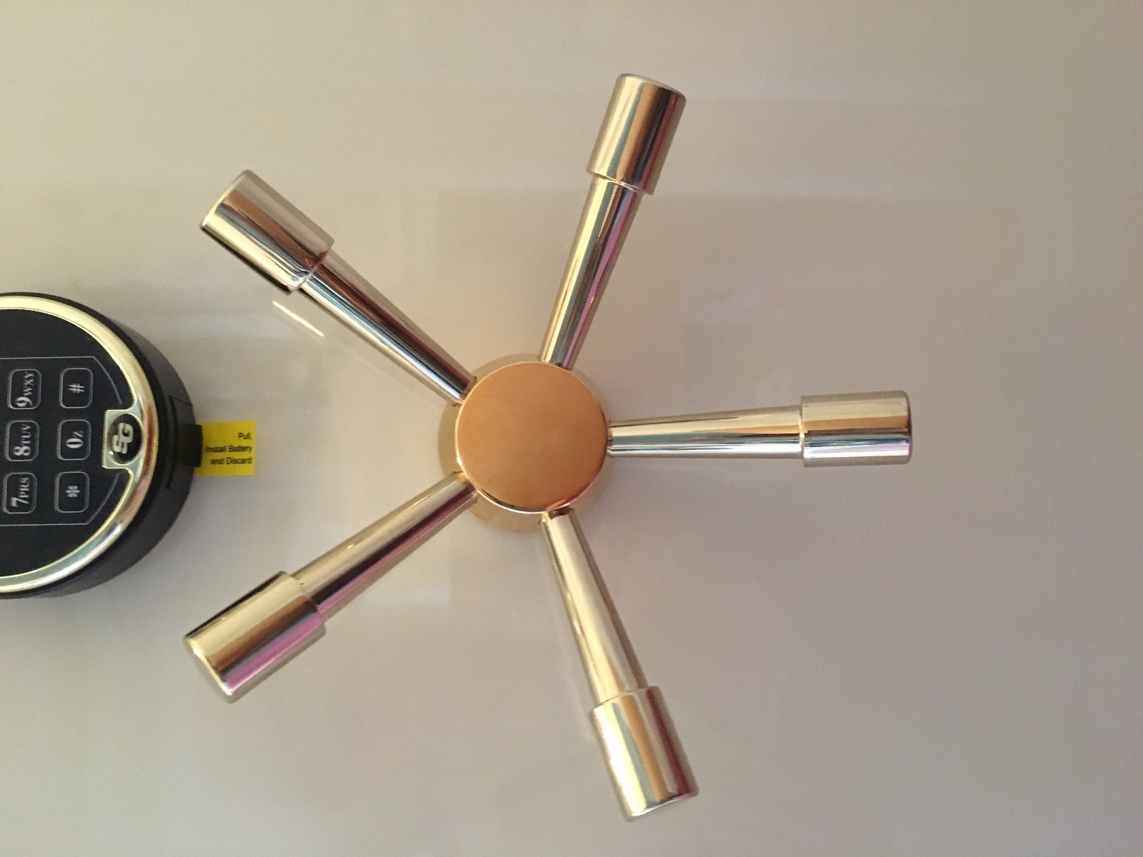 Gun Safe Handle – 5 Spoke Handle with 14k Gold Finish FREE SHIPPING