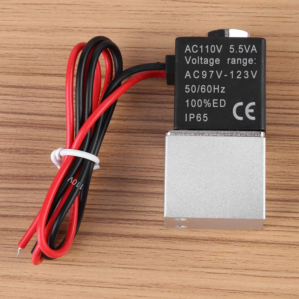 2 Way Normally Closed AC 110V Electric Solenoid Air Valve 1/4 Inch NPT