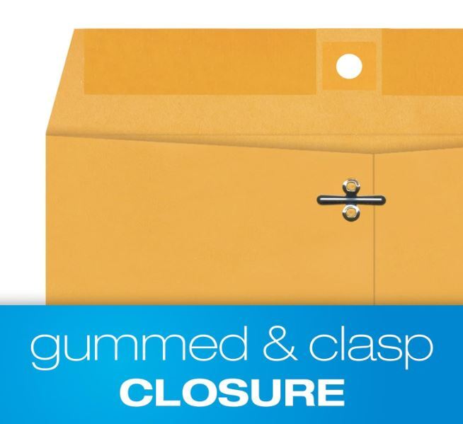 9 x 12 Inches Clasp Envelope with Deep Gummed Flaps 28LB Brown Kraft, See Option