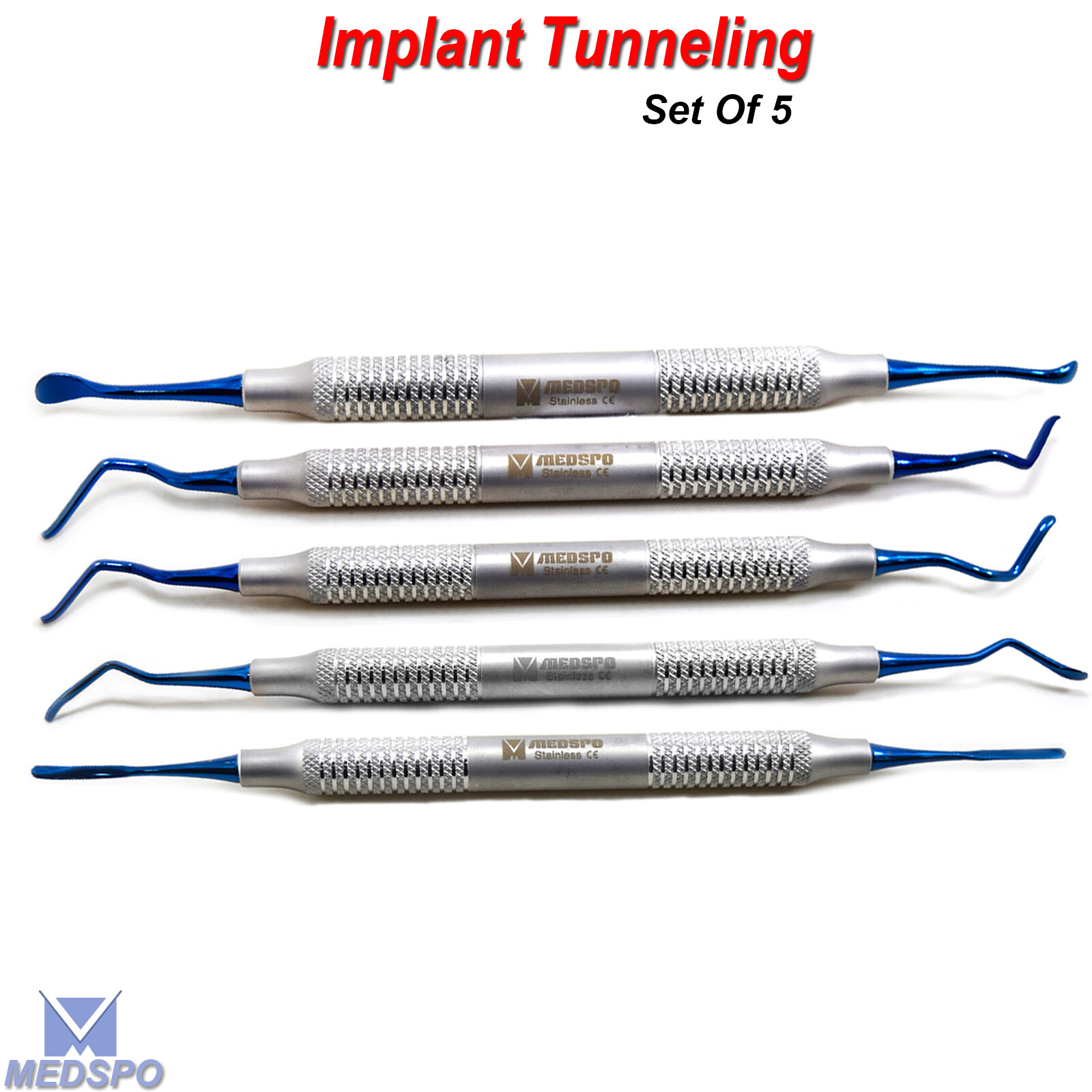 Dental Implant Surgery Tunneling Kit Sinus Lift Grafting Gum Elevators Set Of 5