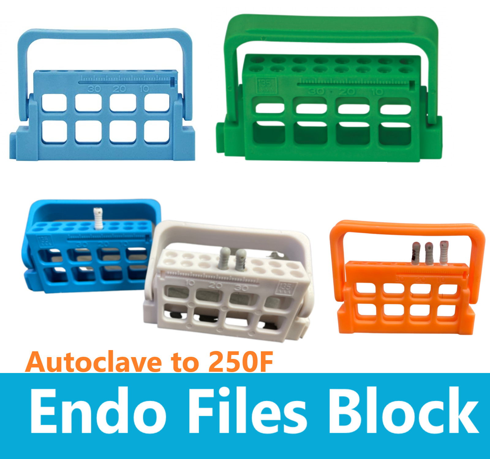 Dental 8 Holes Bur Endo Files Block Holder Stand Autoclave Disinfection Box Case