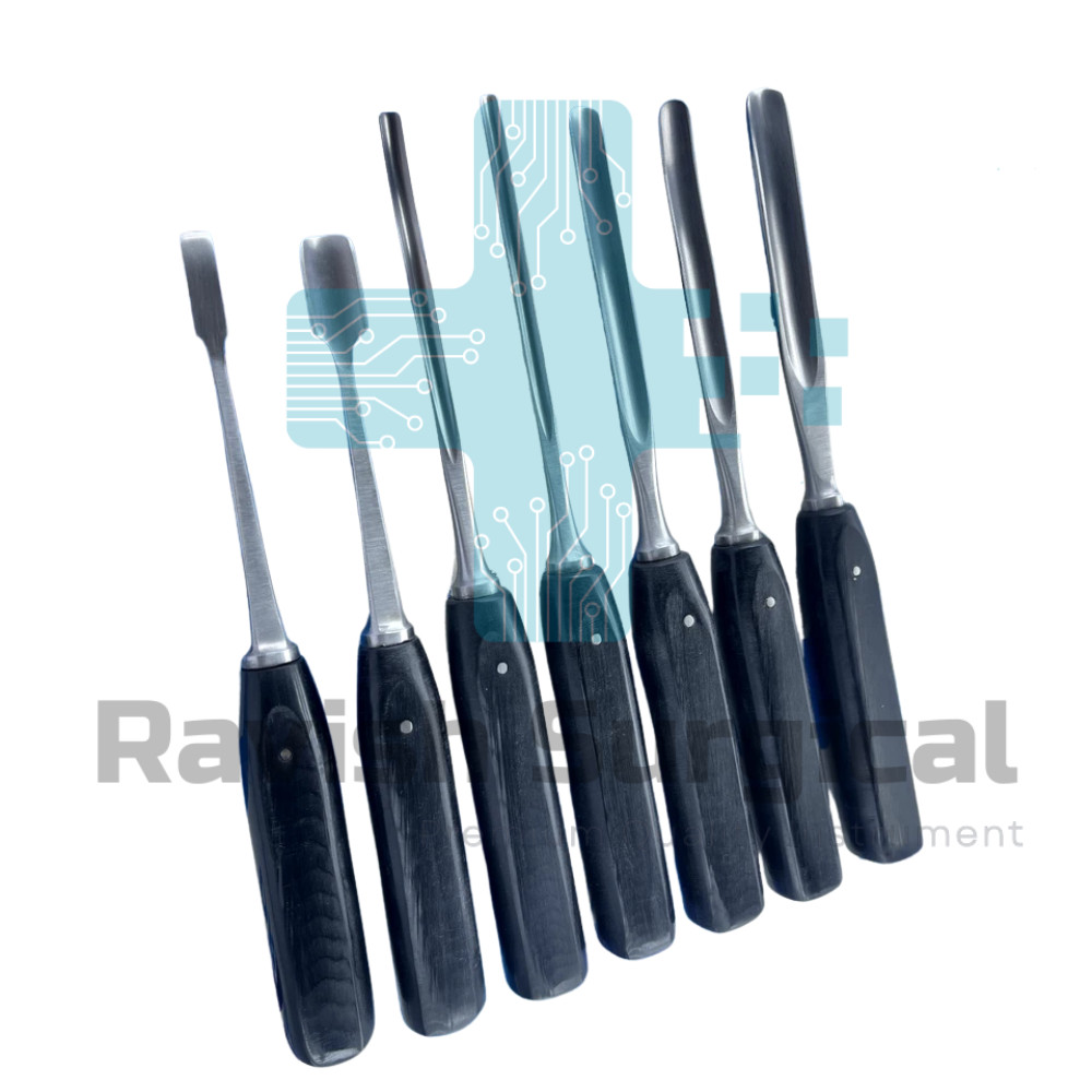 LEXER Gouge Curved and Straight with Teflon Handle 7 Pcs Set)Orthopedic Surgical