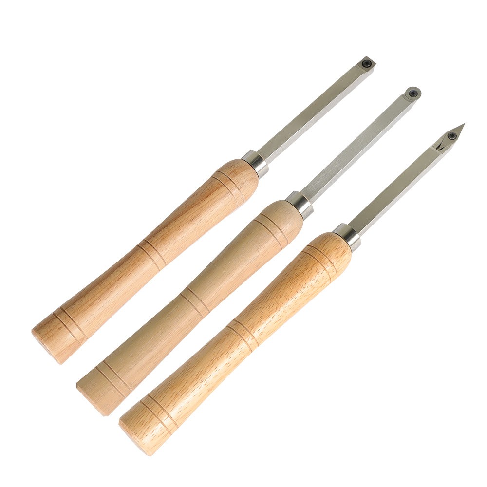 3 Piece Set Carbide Woodturning Tool Mini Size & Handles Fit For Turning Project