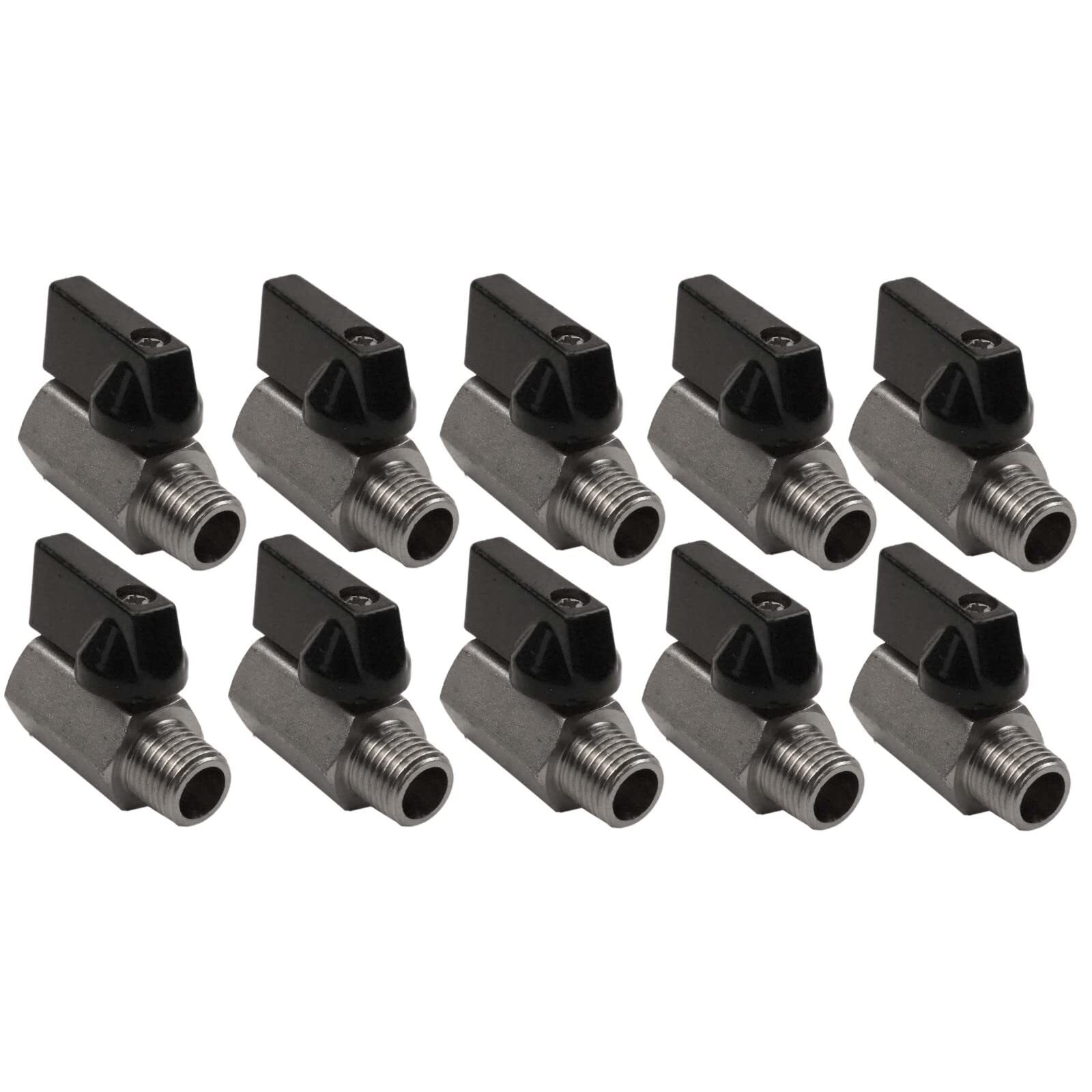 10x Mini 1/4″ Male 1/4 Inch Female NPT Brass Ball Shut Off Valve Water Air Fluid