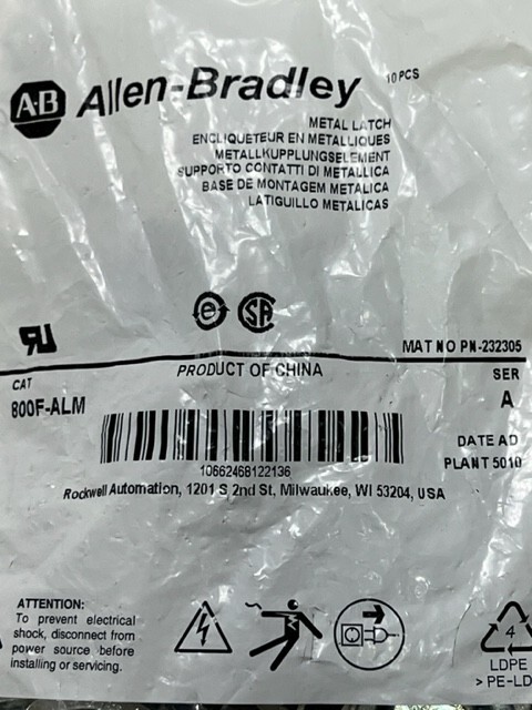 Bag of 10 pcs – 800F-ALM Ser A Metal Mounting Latch New in Sealed Bag