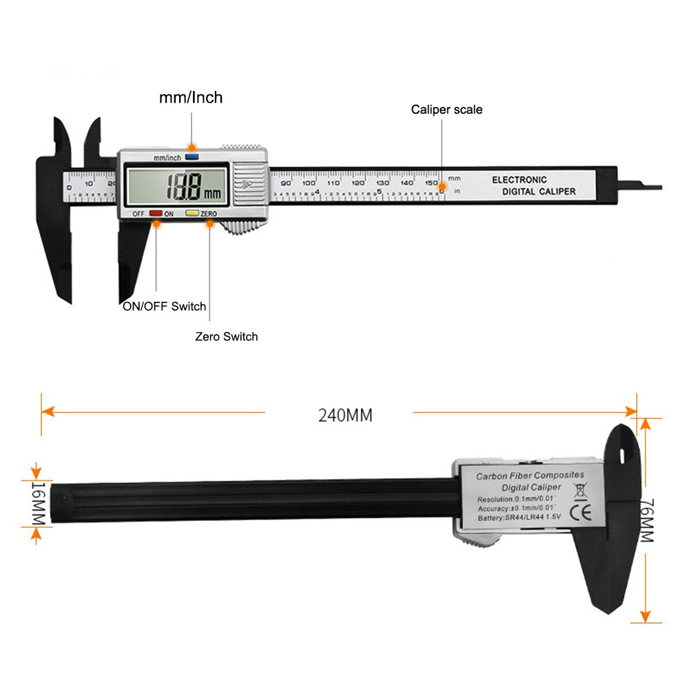 6 inch 150mm Vernier Caliper Digital Caliper Measuring mm/inch Tools