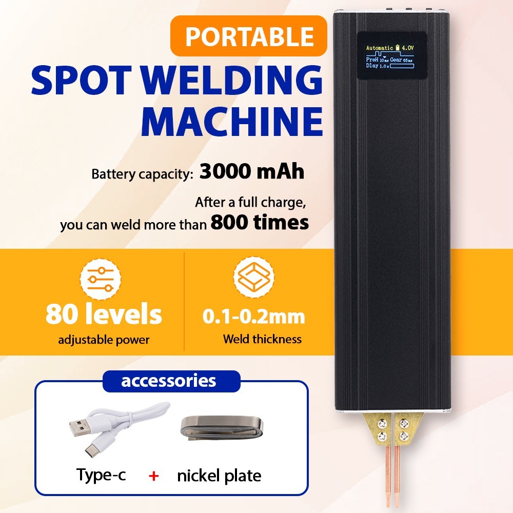 Spot Welder Machine 3000mAh Battery Spot Welder 80 Gears for 18650 32650 26650