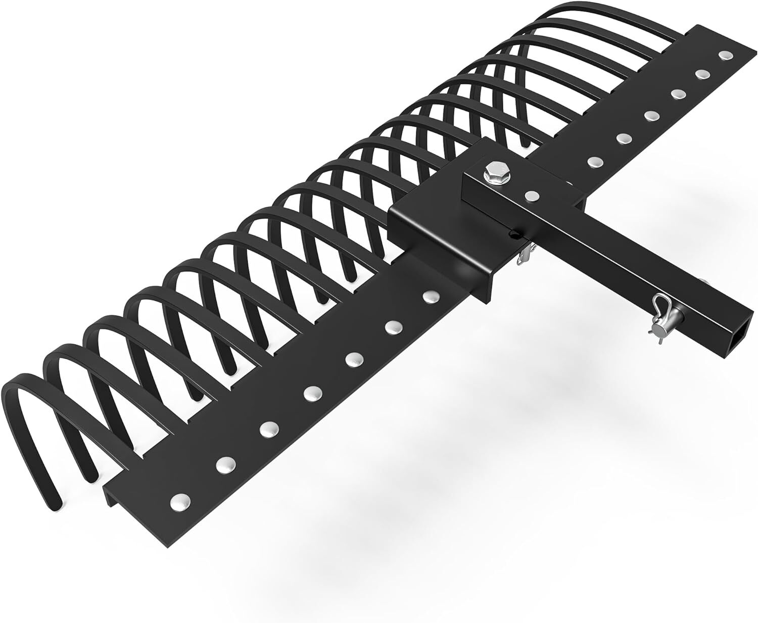 48″ Tractor Rake with 2″ Receiver 17 Steel Tines for Lawn Tractors ATVs / UTVs