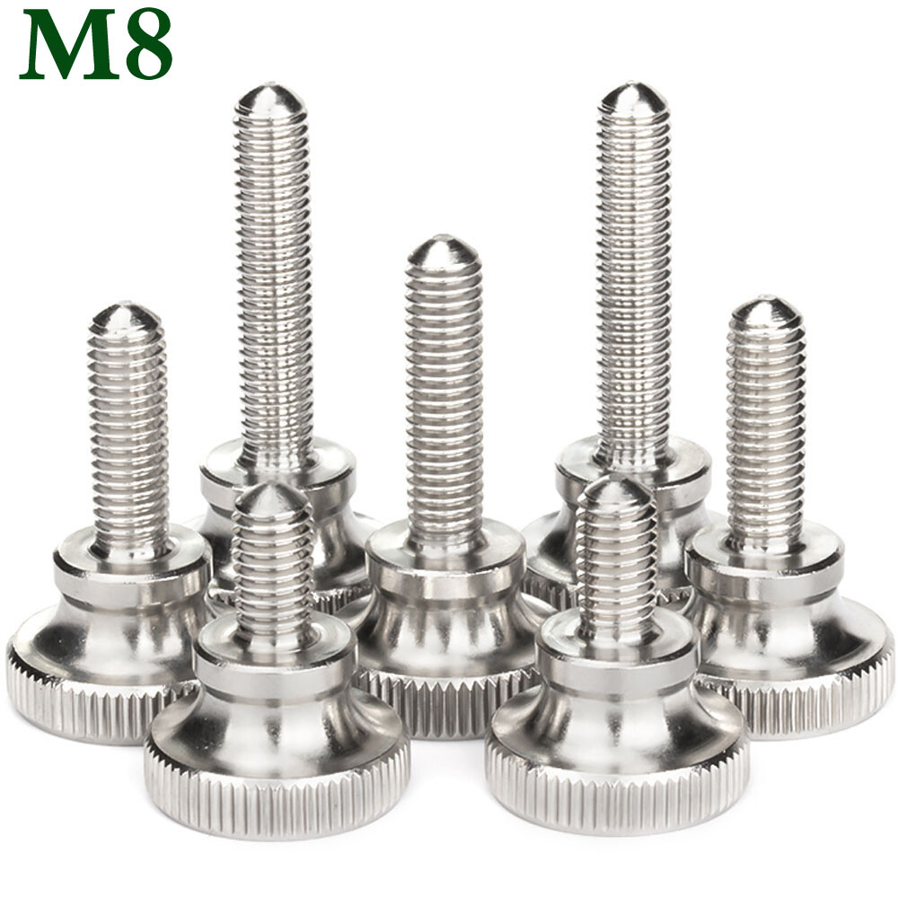M8 -1.25 304 Stainless Steel Knurled Thumb Screws High Type Hand Grip Knob Bolts