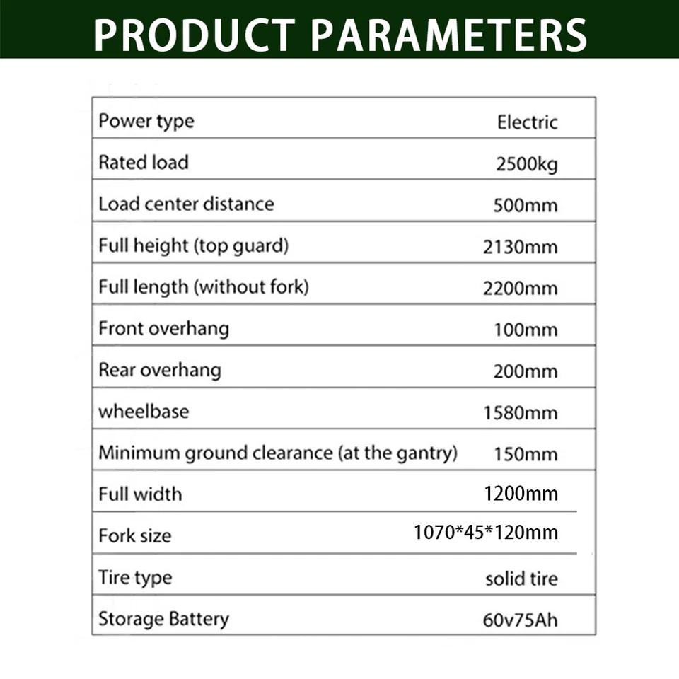 5500LBS /2.5Ton Electric Forklift W/60V 75Ah Lead Acid Charger USA New