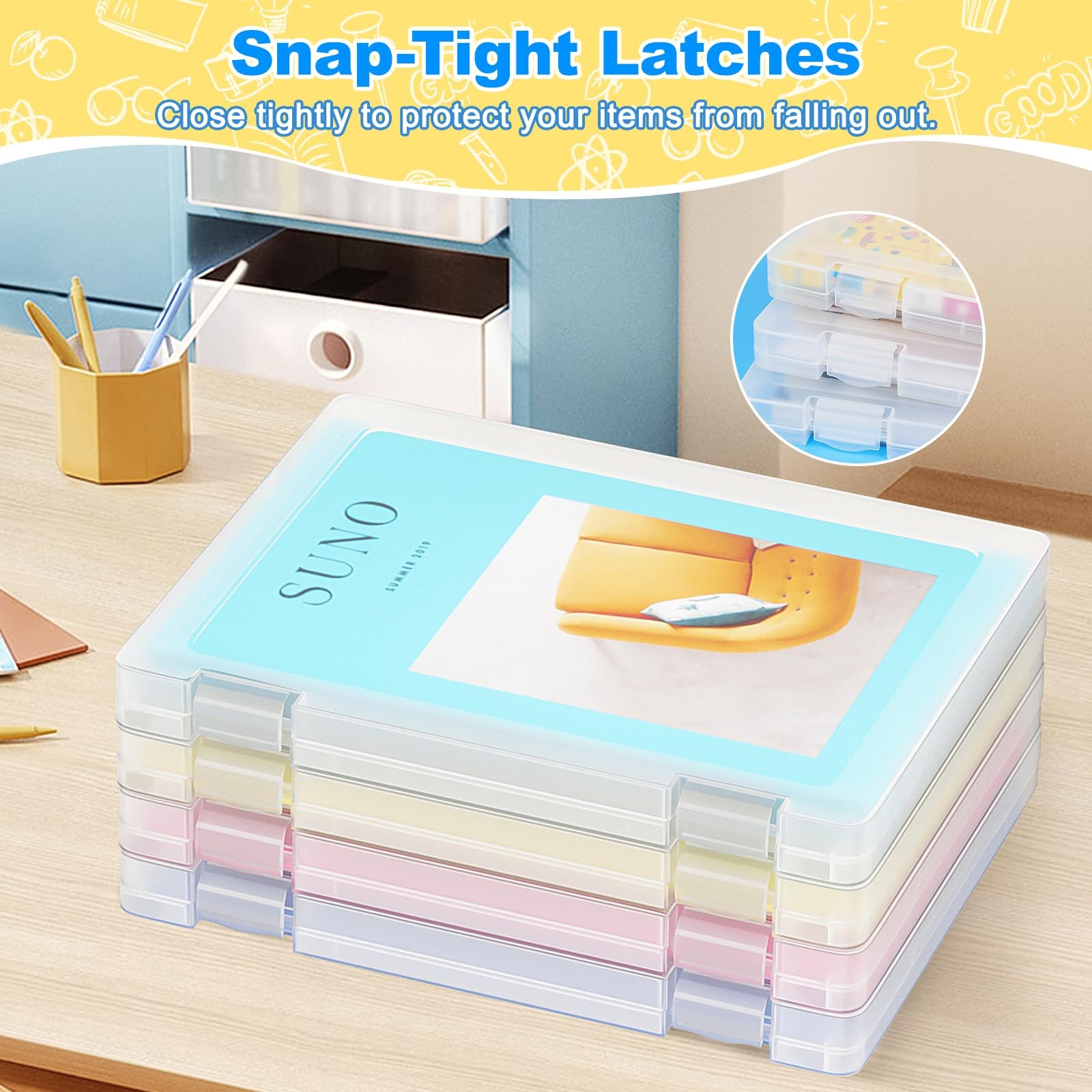 Transparent A4 File Paper Box Document Project Storage Container Case Holder