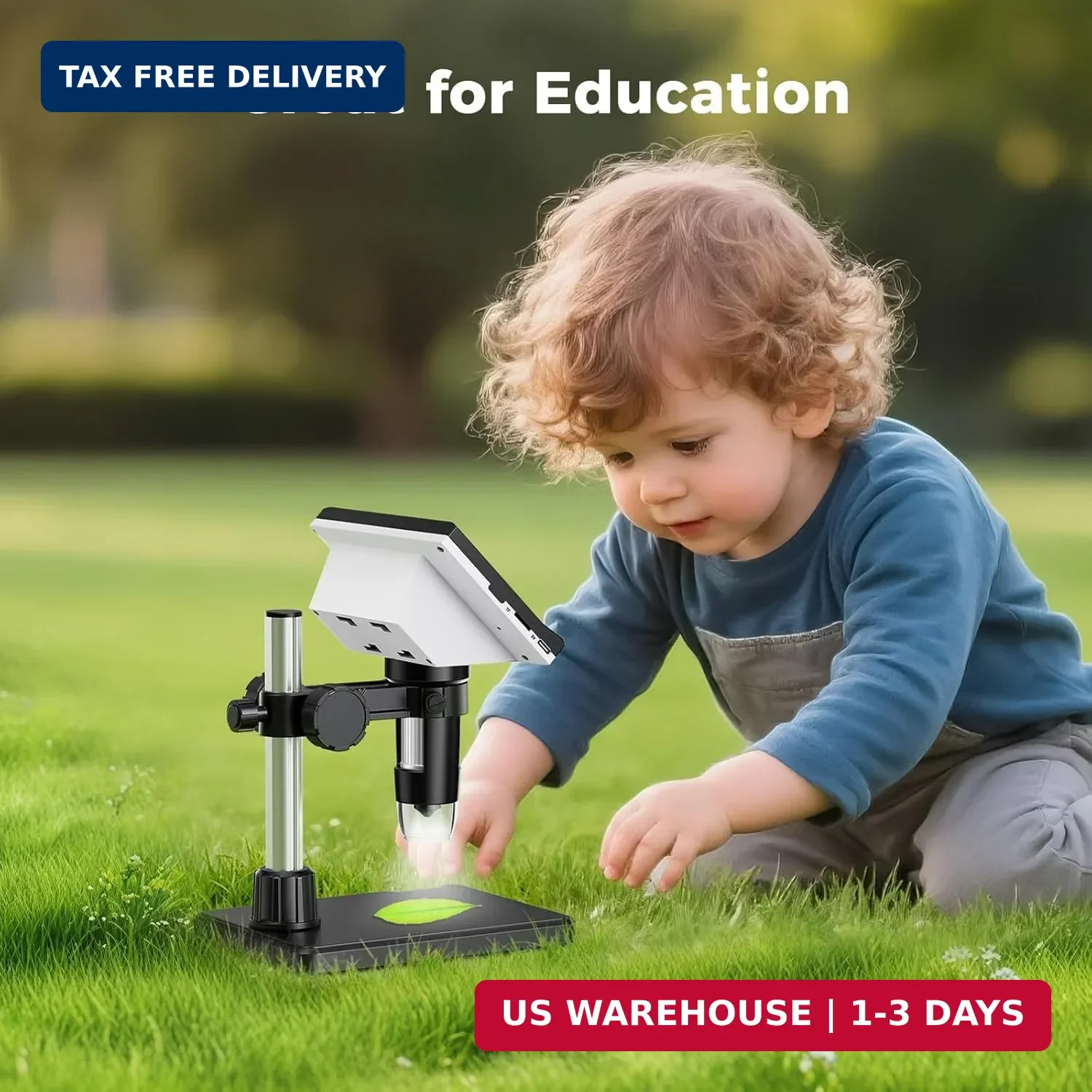 4.3 Inch LCD Digital Coin Microscope, 1000X USB Magnifier with 8 Adjustable LED