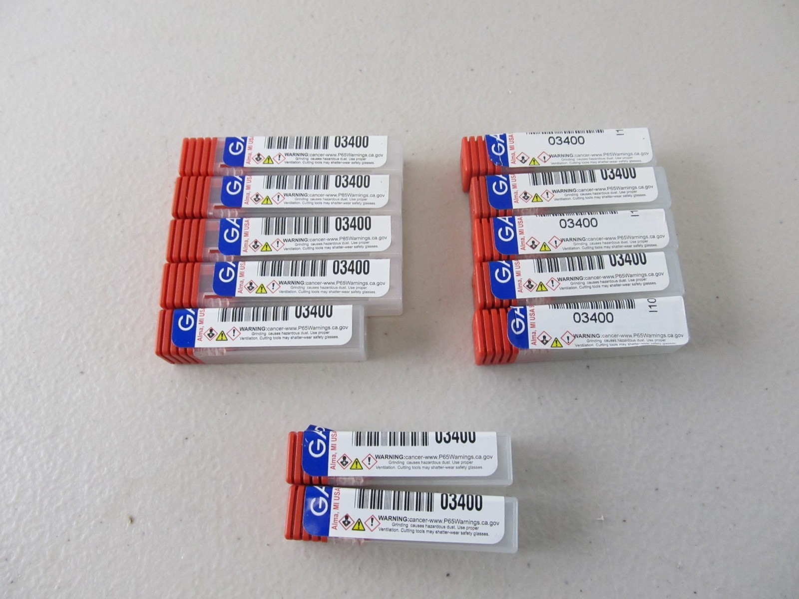 QTY=12 GARR 03400 .025″ BALL EM 2FL .038″ F/L End Mill