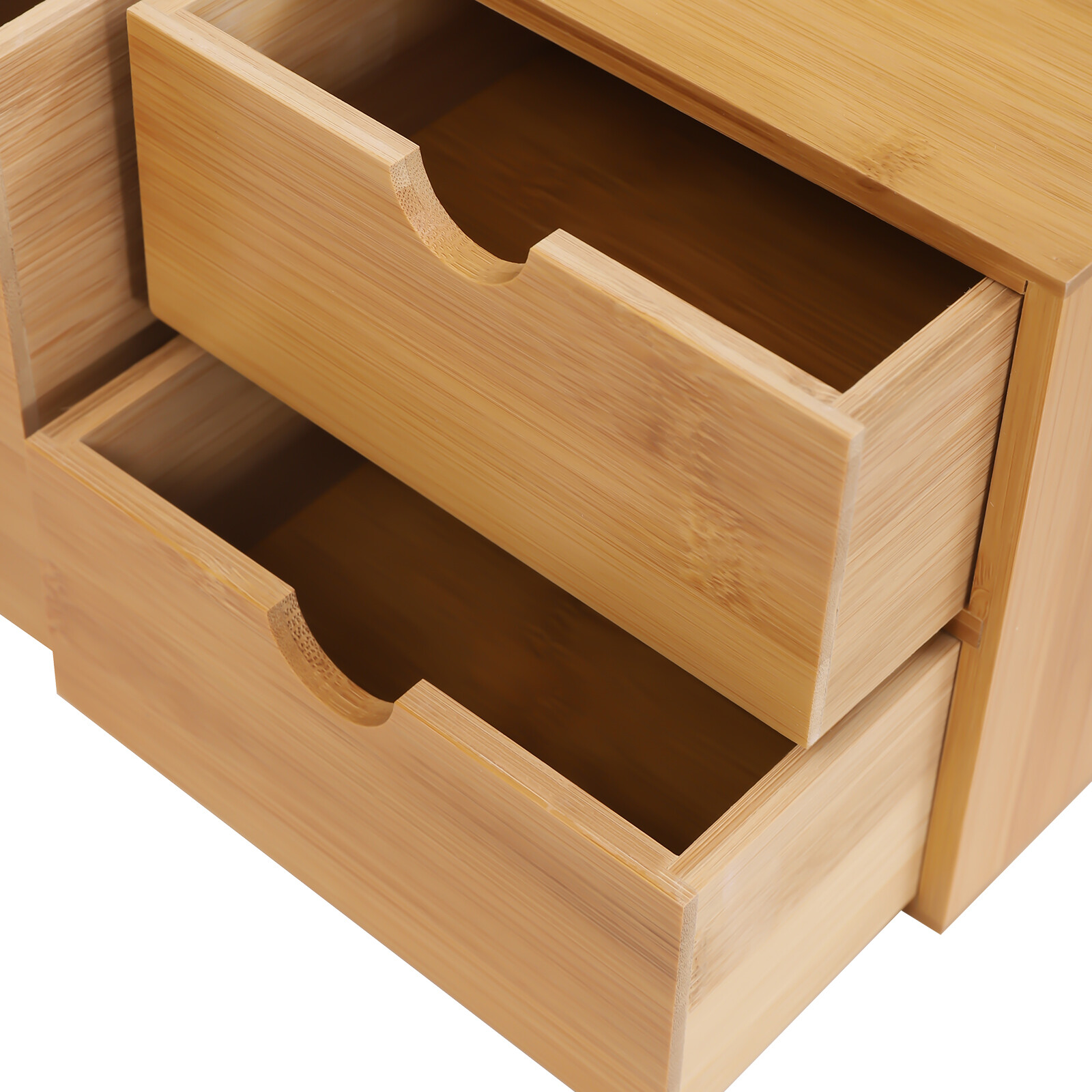 Bamboo Desk Organizer Drawer Tabletop Storage Organization Box Home