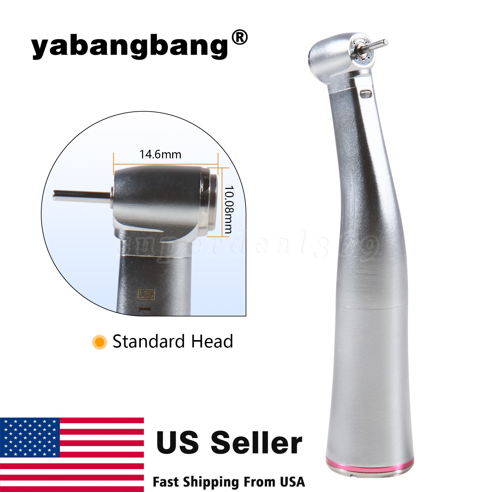 Yabangbang Dental Electric Handpiece 1:5 Contra Angle LED Optic High Speed 1-10