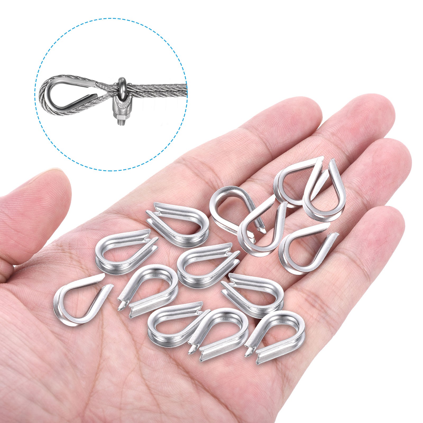 24Pack 3/16″ Wire Rope Kit M5 Stainless Steel Thimbles Clamps Crimping Loop