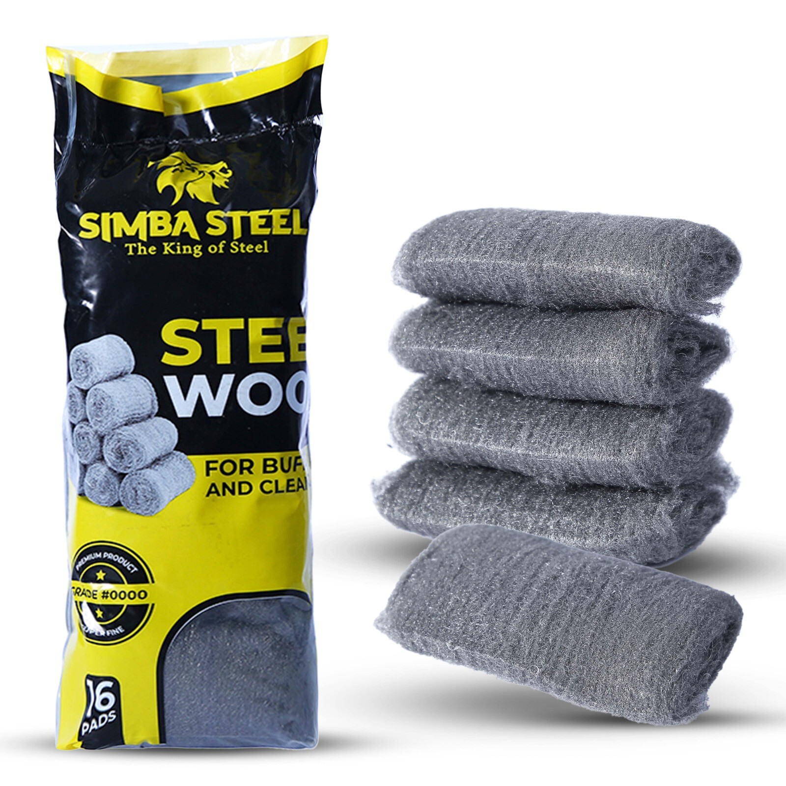 Steel Wool Grade 0000 – 16 pcs Finest Grade for Furniture Cleaning, Mice Control