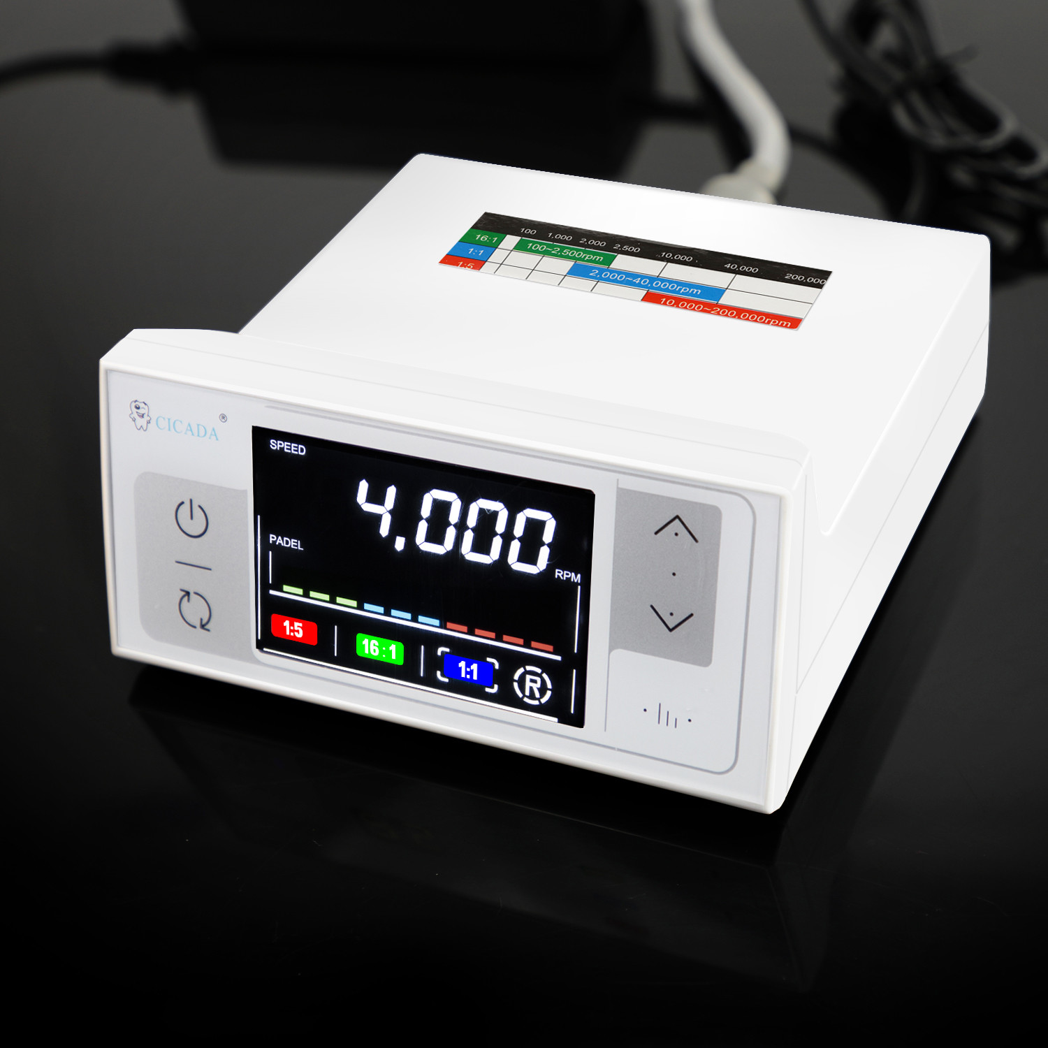 CICADA Display LED Dental Electric Motor + 1:1 1:5 16:1 Handpiece Contra Angle