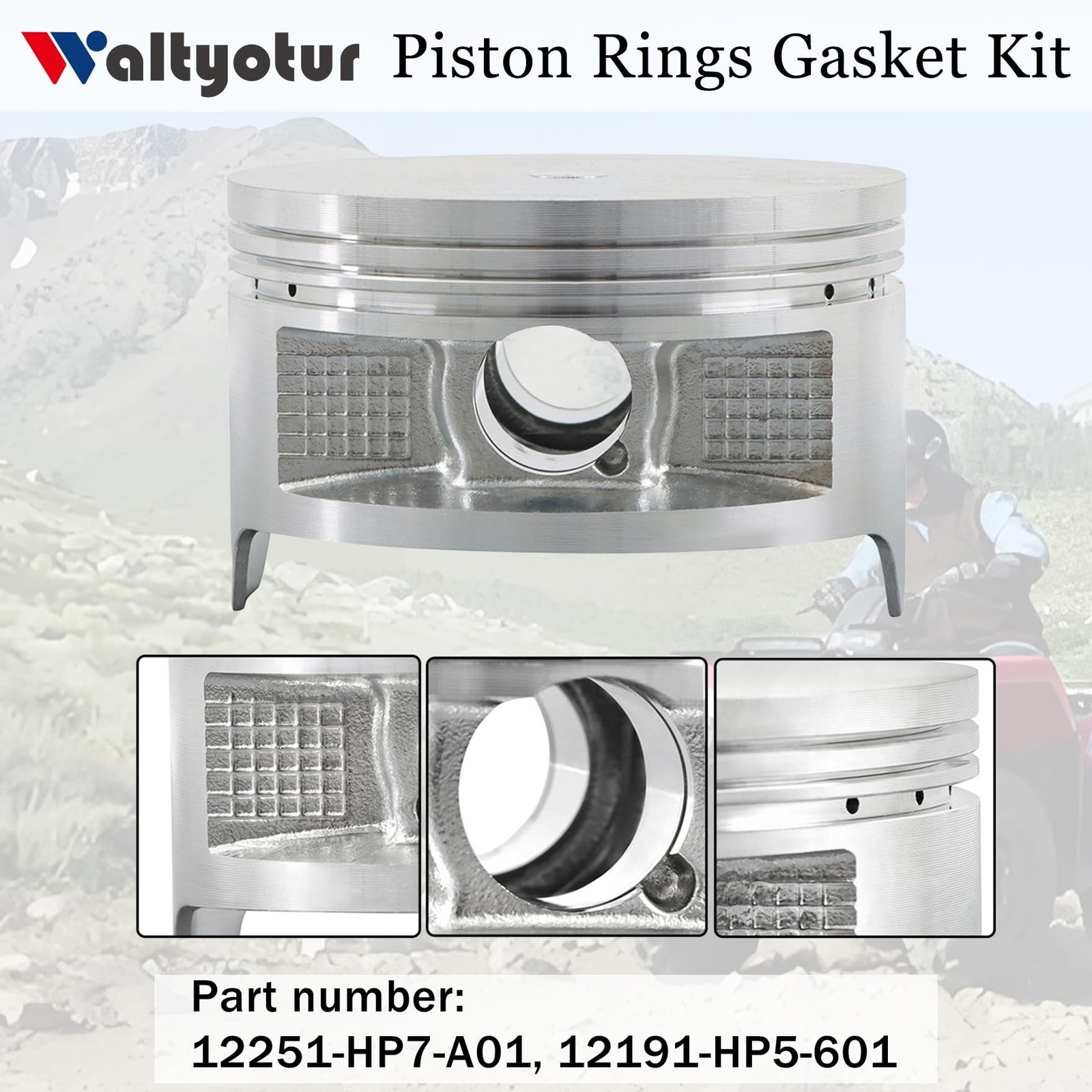 waltyotur Piston Rings Gasket Kit Replacement for 2007-2020 Honda Rancher 420…