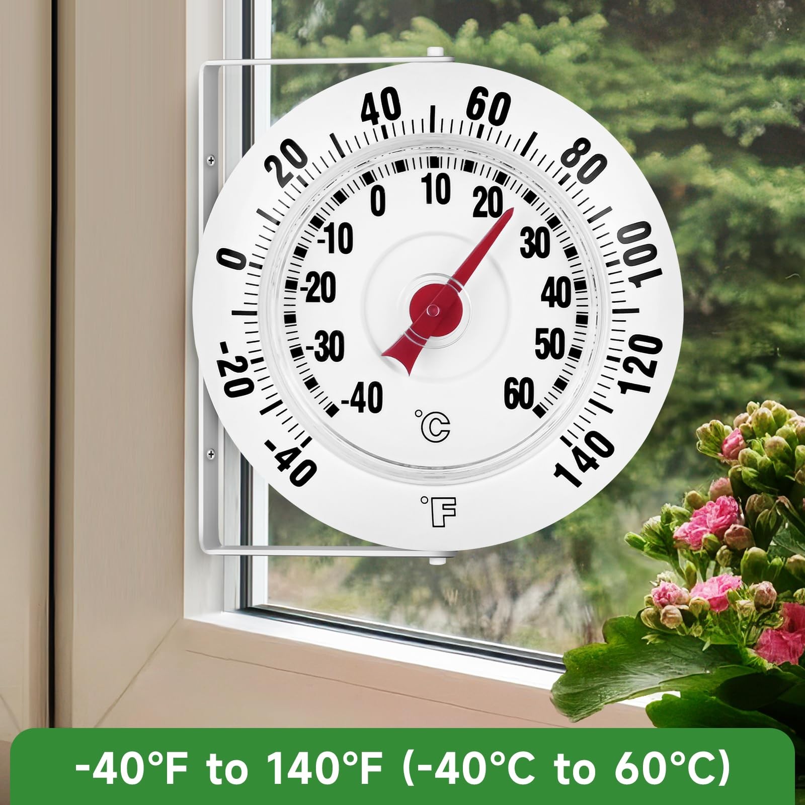 Big and Bold Indoor Outdoor Thermometer with Mounting Bracket Large Numbers