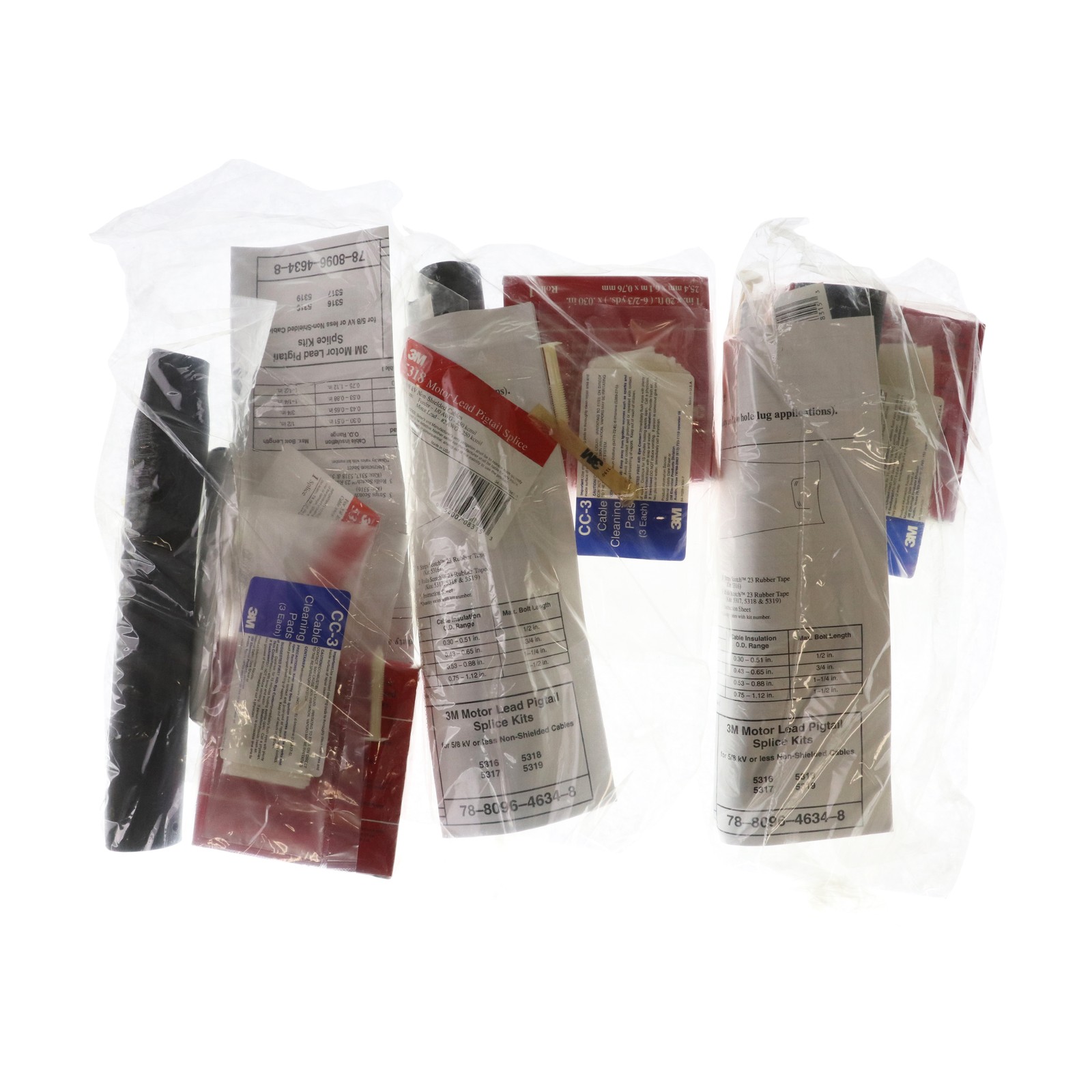 3M 5318 MOTOR LEAD PIGTAIL SPLICE KIT FOR UNSHIELDED CABLES, #1/0, 1000V