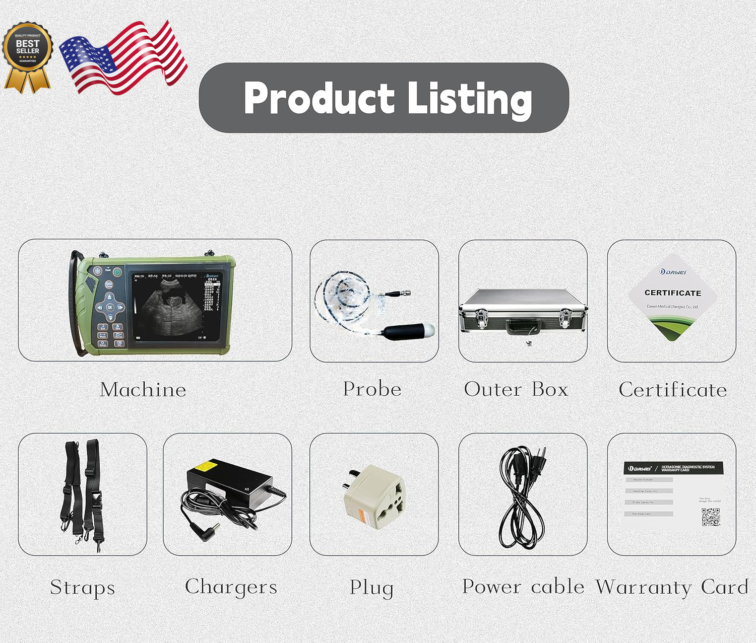 DAWEI Professional Vet Ultrasound Machine Portable Veterinary Handheld Scanner