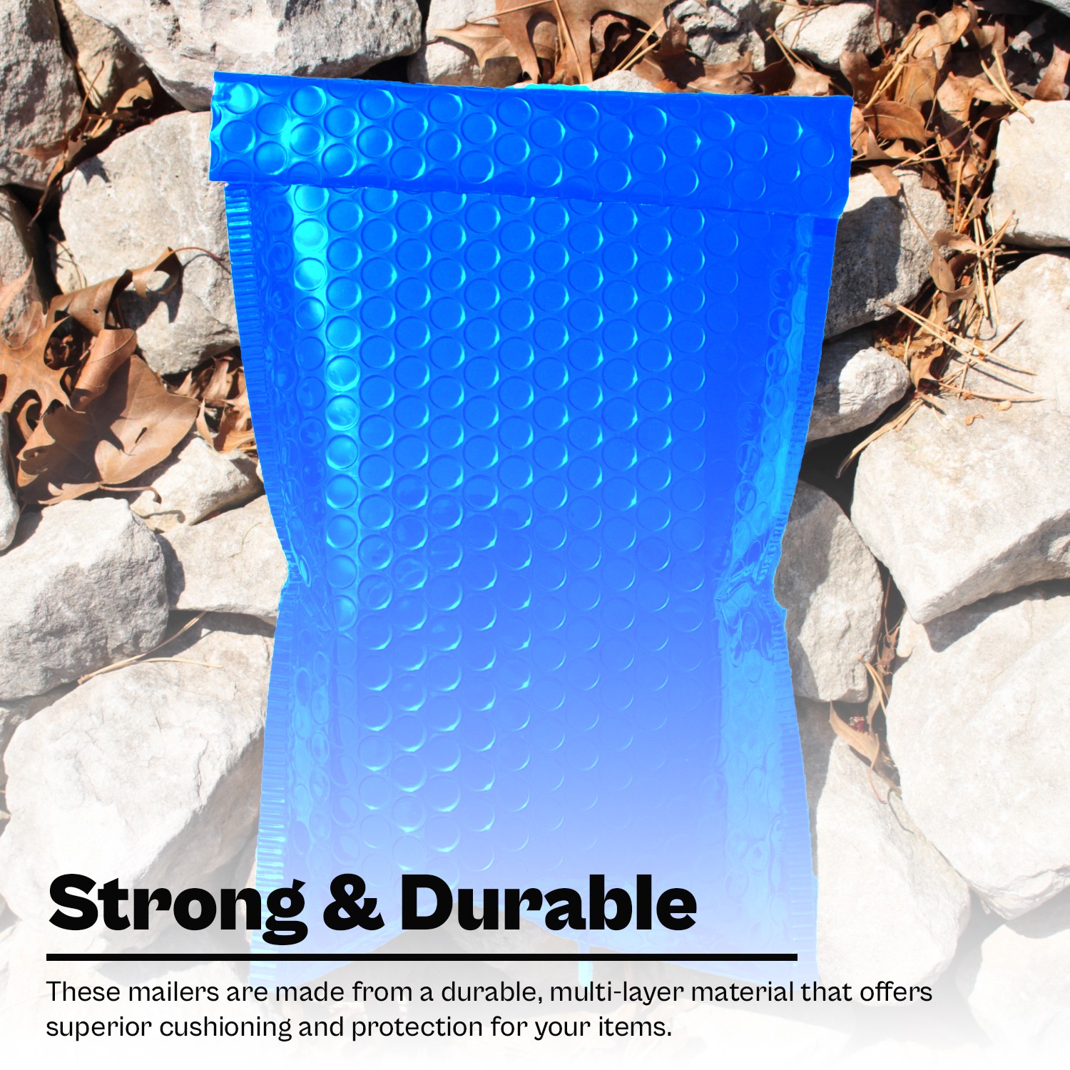 7.5 x 11 Glamour Metallic Blue Poly Bubble Mailers Padded Envelope 250 Pcs