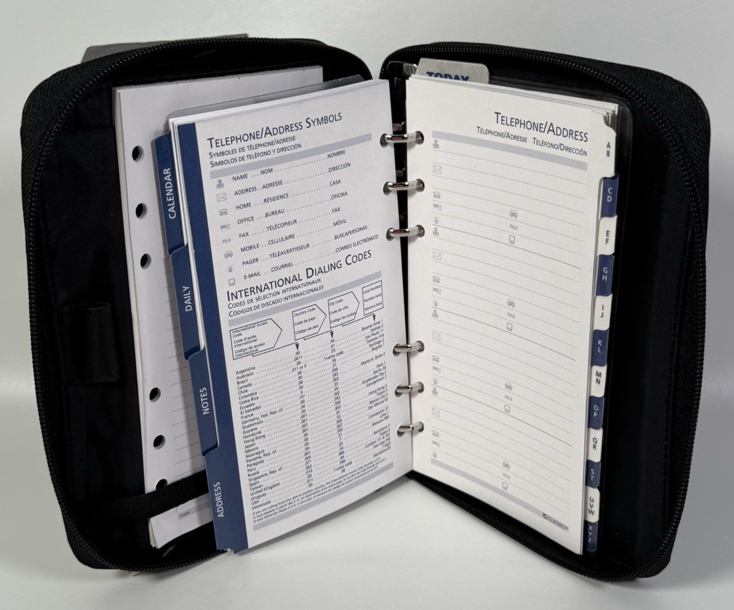 Cambridge Mead Organizer Undated Planner Slim Binder Calendar Black Faux Leather