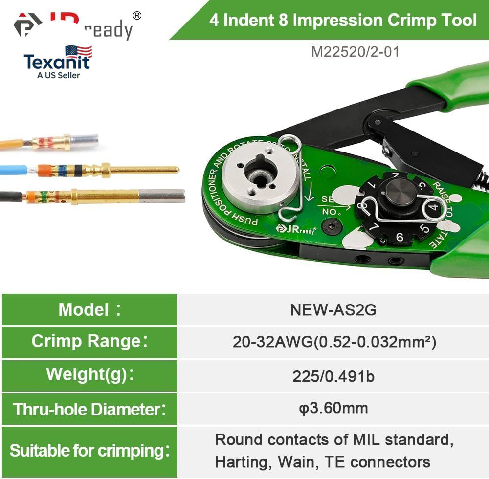 ST2060-AS2G M22520 2 01 Indent Crimper Kit NEW-AS2G 615717 Aviation Crimp Tool a