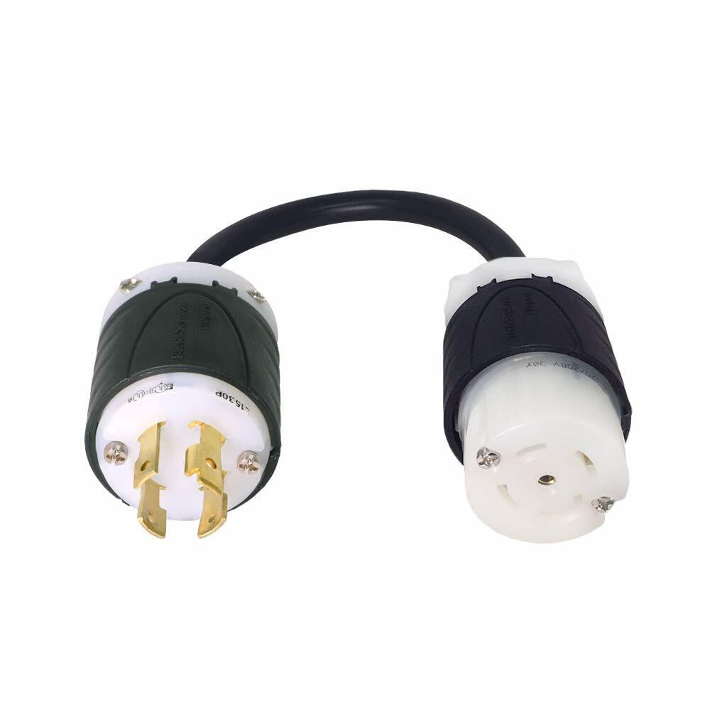 NEMA L15-30P to L21-30R Plug Adapter – 30A/208V, 10/4 SJOOW – Iron Box #IBX-7792