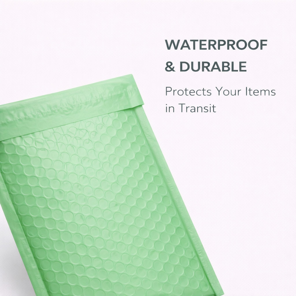 1000 Bulk Green Ash Poly Bubble Mailers #000 4×8 Water Resistant Padded Envelope