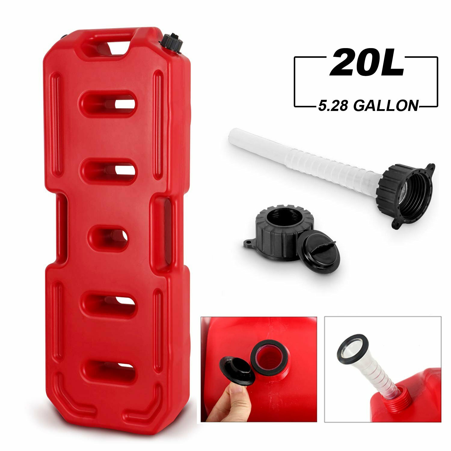 5 Gallon 20L Fuel Pack Gas Can Spare Fuel Container w/ Spout Red Off Road ATV