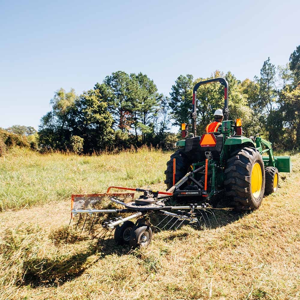 Titan Attachments 3 Point 8 FT Rotary Rake, Cat 1 Compatible Hay Rake