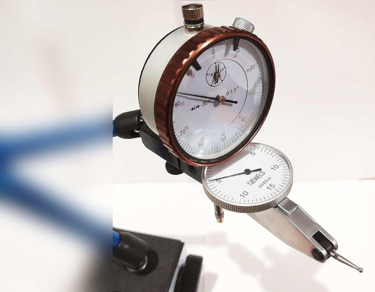 Magnetic Base 0.0005″ Test Indicator And 0.001″ Dial Indicator Fine Adjustment