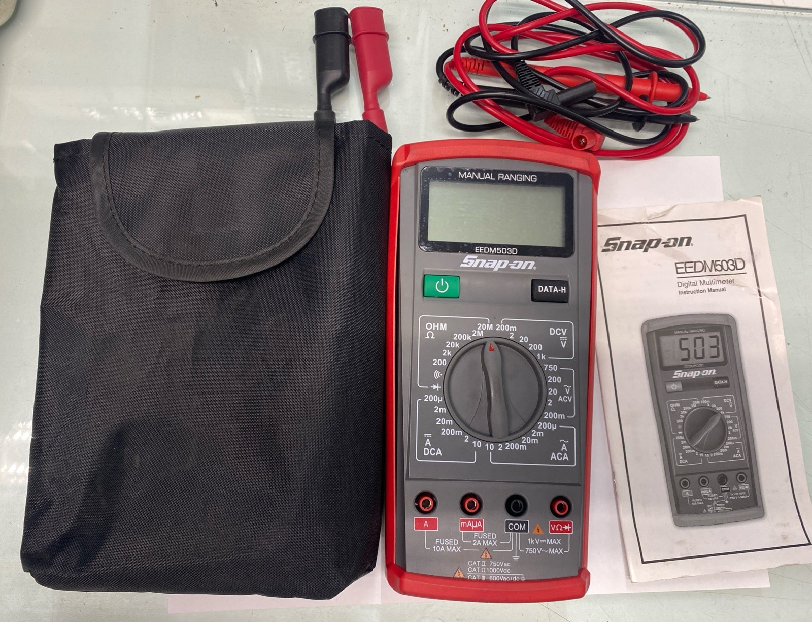 SNAP-ON Digital MultiMeter CAT III w/ Probes Bag EEDM503D